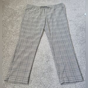 H&M XL-XXL Pants Elastic Waist With Drawstring Beige Tan Brown Black Houndstooth